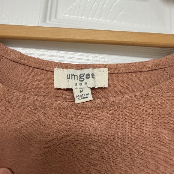 Umgee Linen Blend High Low Tunic – Women’s Medium–Canyon Clay (Rust) Frayed Edge - Picture 3 of 9